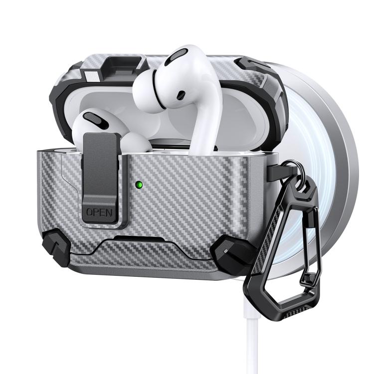 For AirPods Pro 3 Two Color MagSafe Magnetic Holder Carbon Fiber Pattern Earphone Case