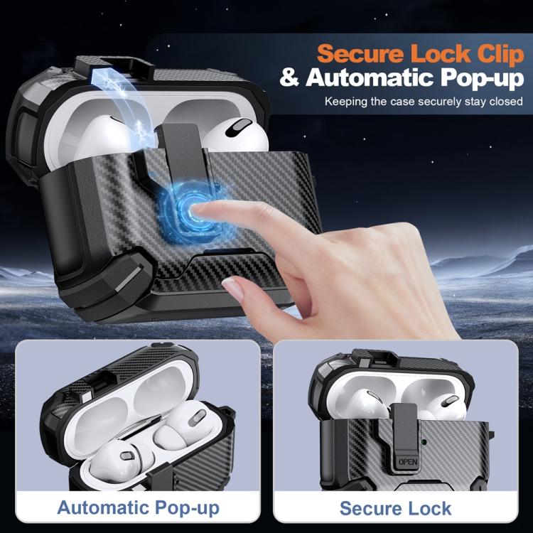 For AirPods 4 Two Color MagSafe Magnetic Holder Carbon Fiber Pattern Earphone Case