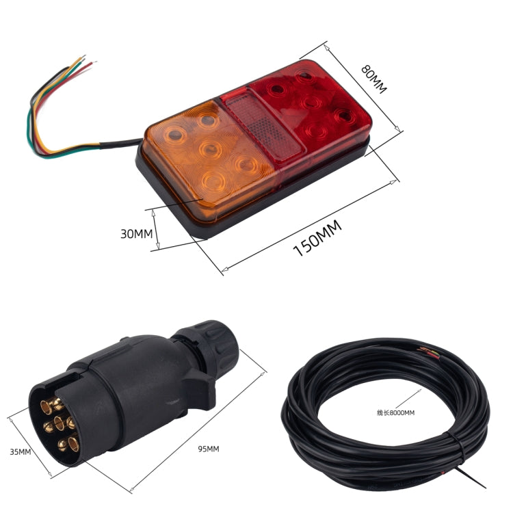 2 PCS Trailer / Truck F-type Long Strip 10LEDs Tail Light Set