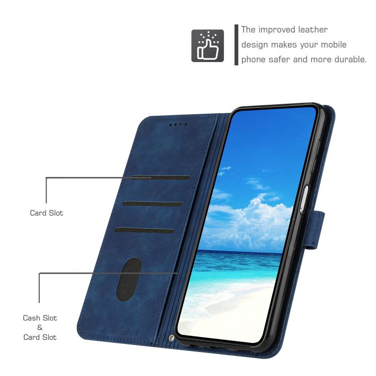 For iPhone 17 Pro Skin Feel Heart Embossed Leather Phone Case with Long Lanyard