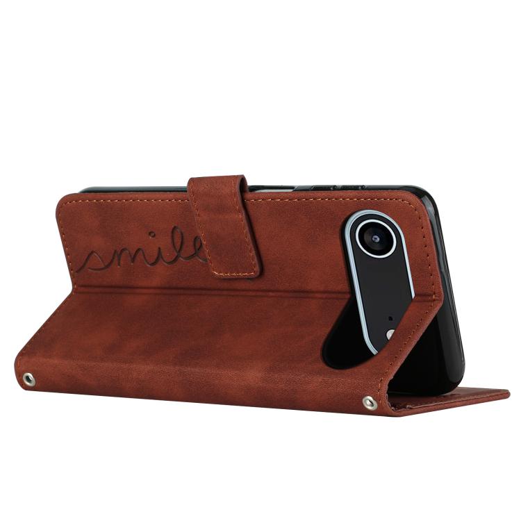For iPhone Air Skin Feel Heart Embossed Leather Phone Case with Long Lanyard