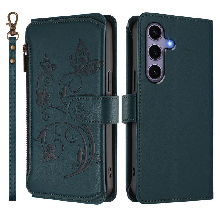 For Galaxy S24 / S25 5G Butterfly Love Flower Multi-card Zipper Wallet Leather Phone Case