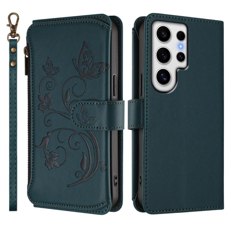 For Galaxy S24 Ultra 5G Butterfly Love Flower Multi-card Zipper Wallet Leather Phone Case