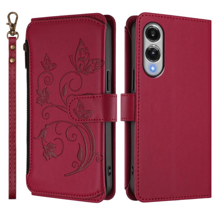 For Galaxy S25 Edge 5G Butterfly Love Flower Multi-card Zipper Wallet Leather Phone Case