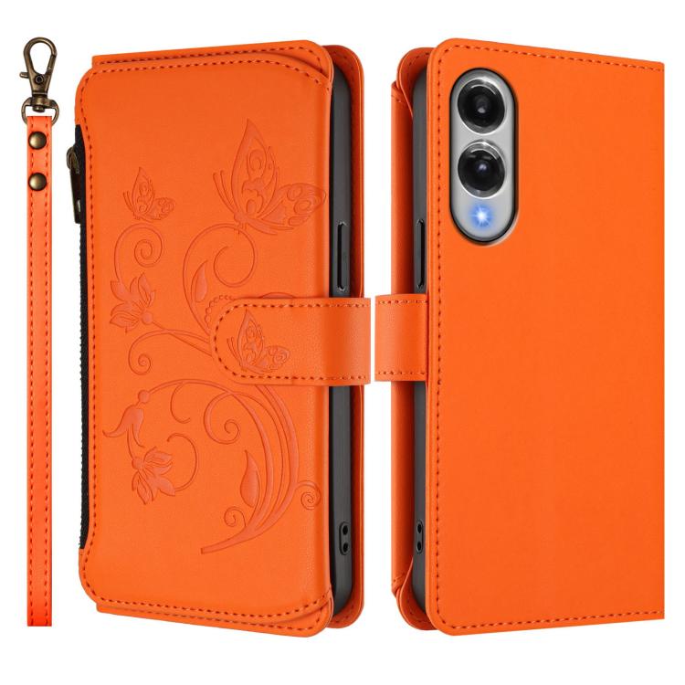 For Galaxy S25 Edge 5G Butterfly Love Flower Multi-card Zipper Wallet Leather Phone Case