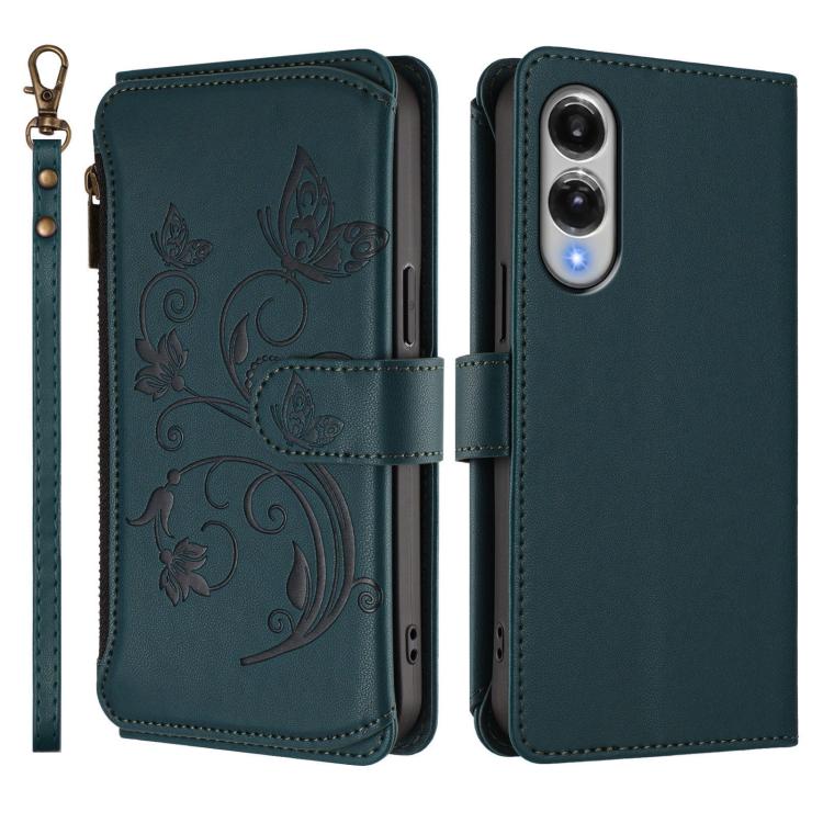 For Galaxy S25 Edge 5G Butterfly Love Flower Multi-card Zipper Wallet Leather Phone Case