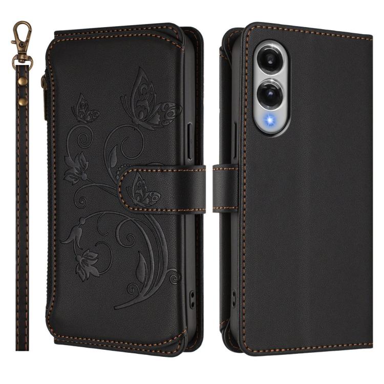 For Galaxy S25 Edge 5G Butterfly Love Flower Multi-card Zipper Wallet Leather Phone Case
