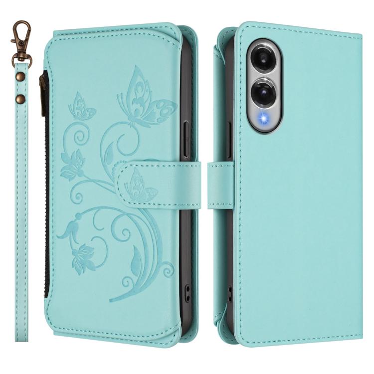 For Galaxy S25 Edge 5G Butterfly Love Flower Multi-card Zipper Wallet Leather Phone Case