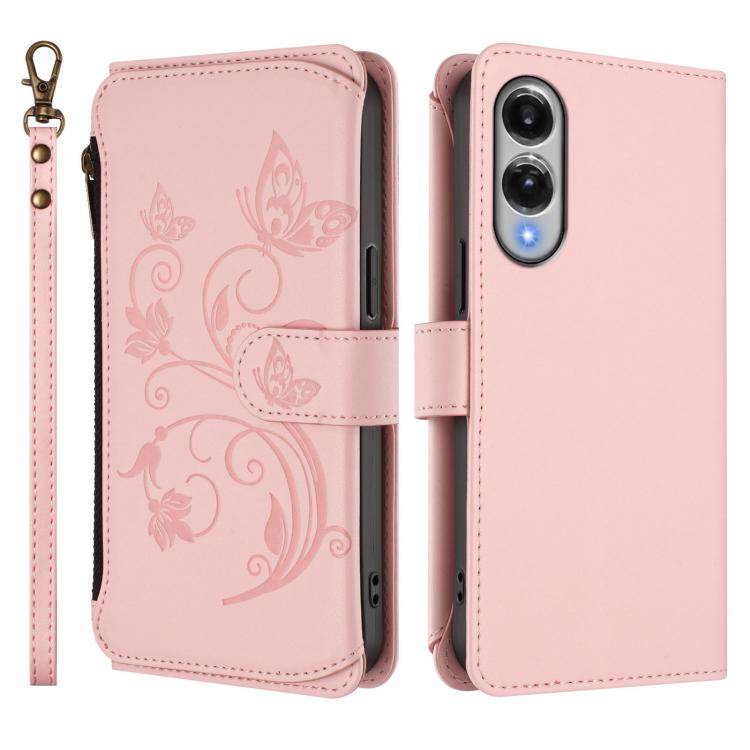 For Galaxy S25 Edge 5G Butterfly Love Flower Multi-card Zipper Wallet Leather Phone Case