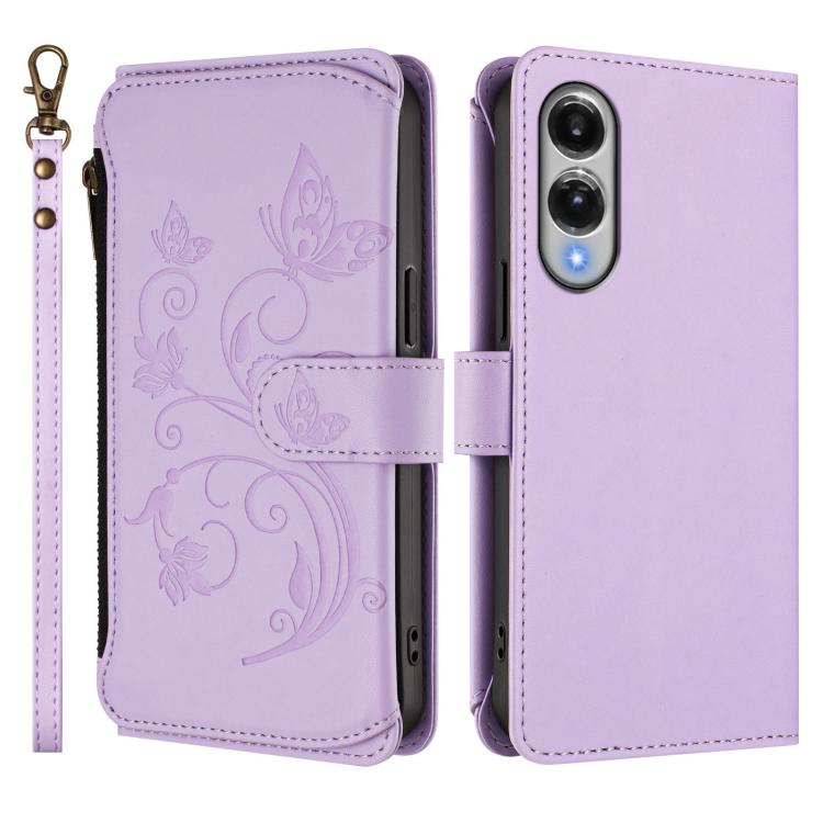 For Galaxy S25 Edge 5G Butterfly Love Flower Multi-card Zipper Wallet Leather Phone Case