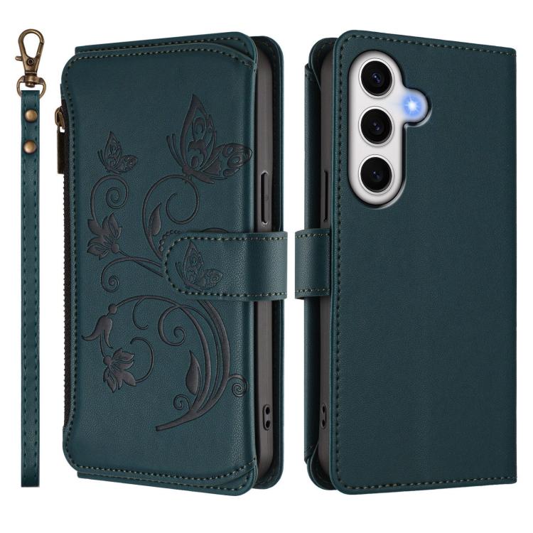 For Galaxy S24 FE 5G Butterfly Love Flower Multi-card Zipper Wallet Leather Phone Case
