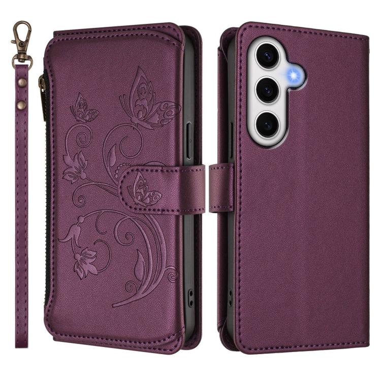 For Galaxy S23 FE 5G Butterfly Love Flower Multi-card Zipper Wallet Leather Phone Case