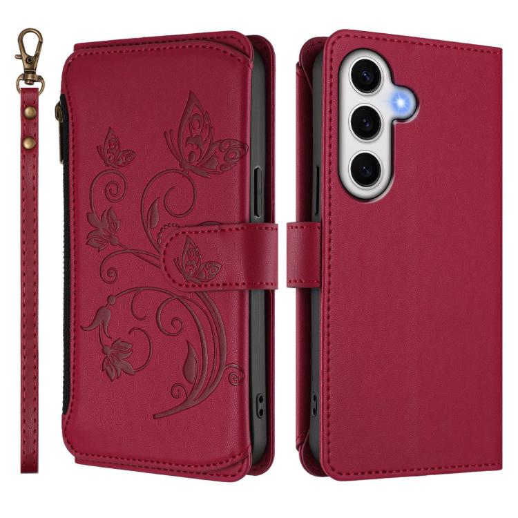 For Galaxy S23 FE 5G Butterfly Love Flower Multi-card Zipper Wallet Leather Phone Case
