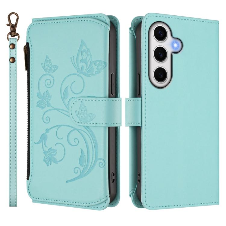 For Galaxy S23 FE 5G Butterfly Love Flower Multi-card Zipper Wallet Leather Phone Case