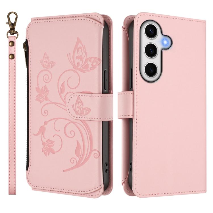 For Galaxy S23 FE 5G Butterfly Love Flower Multi-card Zipper Wallet Leather Phone Case