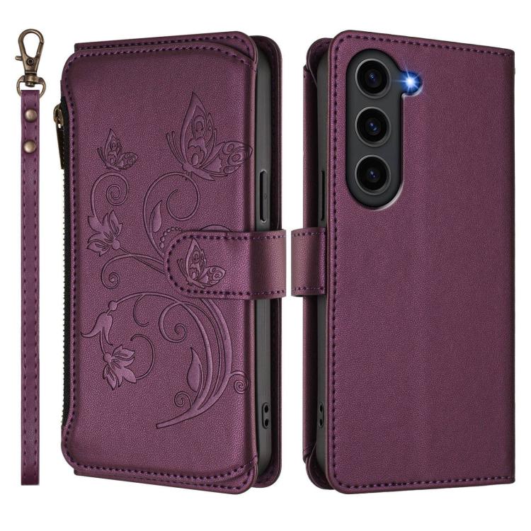 For Galaxy S23 5G Butterfly Love Flower Multi-card Zipper Wallet Leather Phone Case