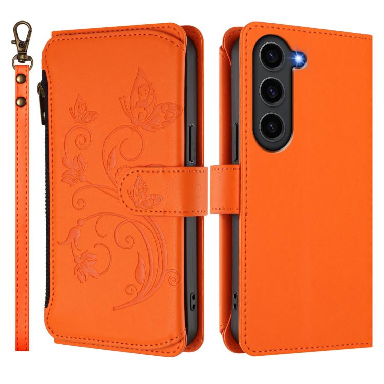 For Galaxy S23 5G Butterfly Love Flower Multi-card Zipper Wallet Leather Phone Case