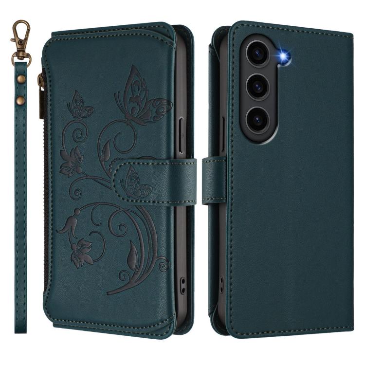 For Galaxy S23 5G Butterfly Love Flower Multi-card Zipper Wallet Leather Phone Case