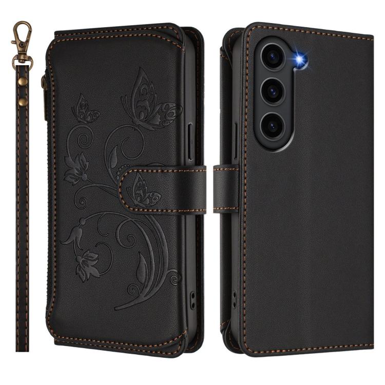 For Galaxy S23 5G Butterfly Love Flower Multi-card Zipper Wallet Leather Phone Case