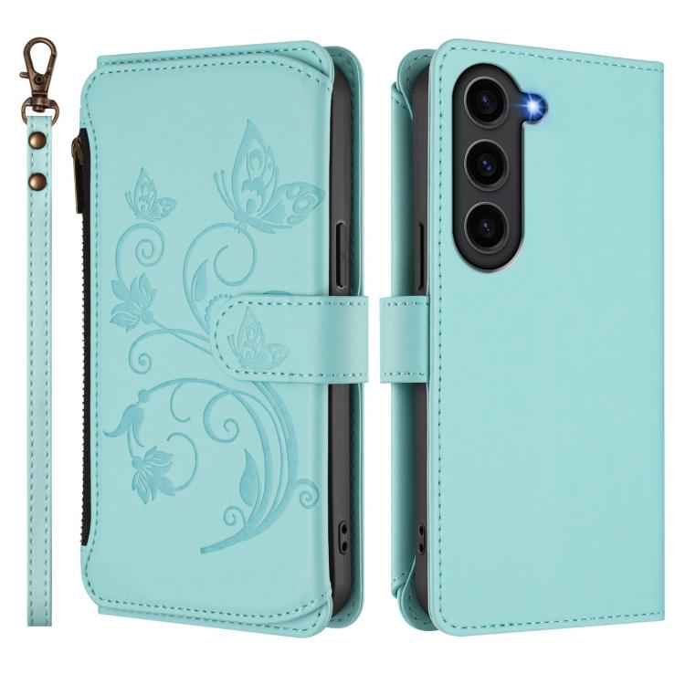 For Galaxy S23 5G Butterfly Love Flower Multi-card Zipper Wallet Leather Phone Case