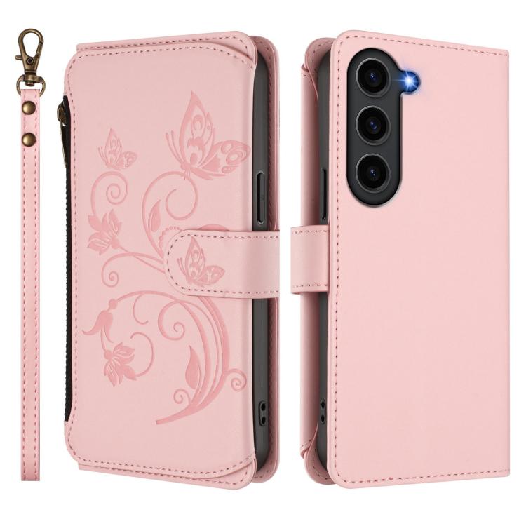 For Galaxy S23 5G Butterfly Love Flower Multi-card Zipper Wallet Leather Phone Case