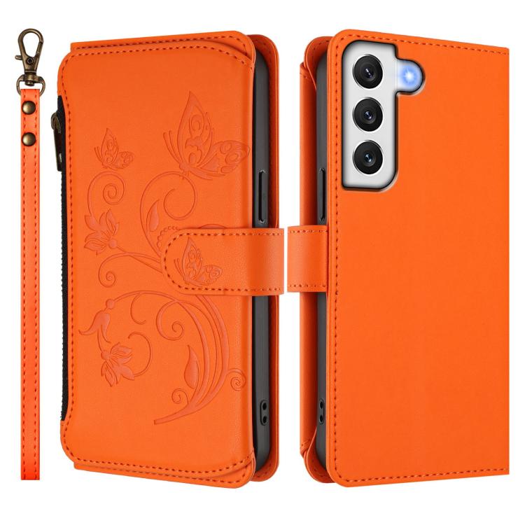 For Galaxy S21 5G Butterfly Love Flower Multi-card Zipper Wallet Leather Phone Case
