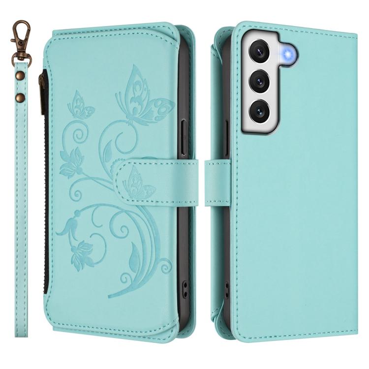 For Galaxy S21 5G Butterfly Love Flower Multi-card Zipper Wallet Leather Phone Case
