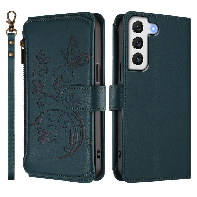 For Galaxy S21 FE 5G Butterfly Love Flower Multi-card Zipper Wallet Leather Phone Case
