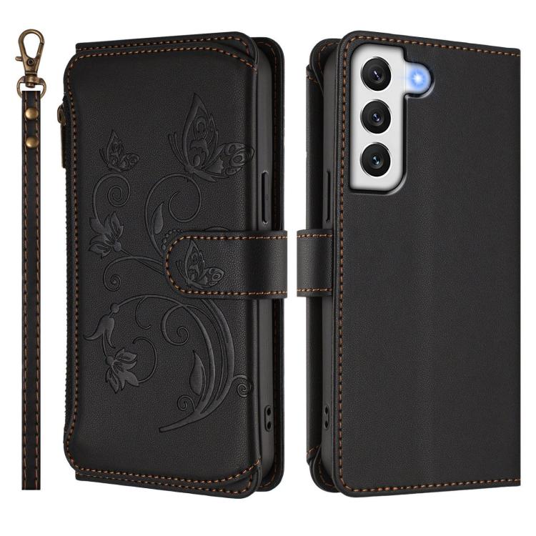 For Galaxy S21 FE 5G Butterfly Love Flower Multi-card Zipper Wallet Leather Phone Case