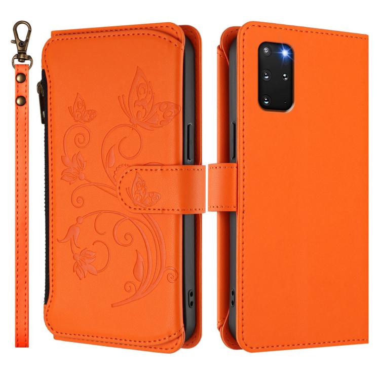 For Galaxy S20+ Butterfly Love Flower Multi-card Zipper Wallet Leather Phone Case