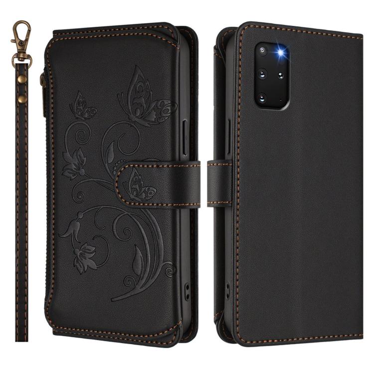 For Galaxy S20+ Butterfly Love Flower Multi-card Zipper Wallet Leather Phone Case