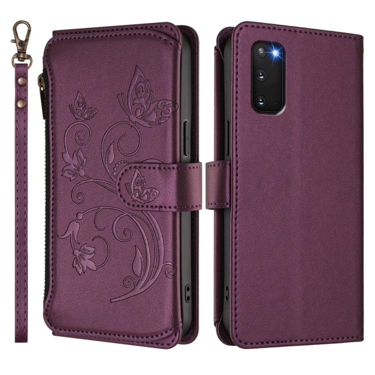 For Galaxy S20 FE Butterfly Love Flower Multi-card Zipper Wallet Leather Phone Case