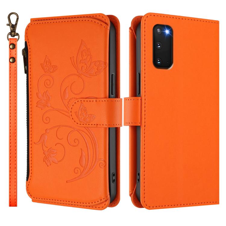 For Galaxy S20 FE Butterfly Love Flower Multi-card Zipper Wallet Leather Phone Case