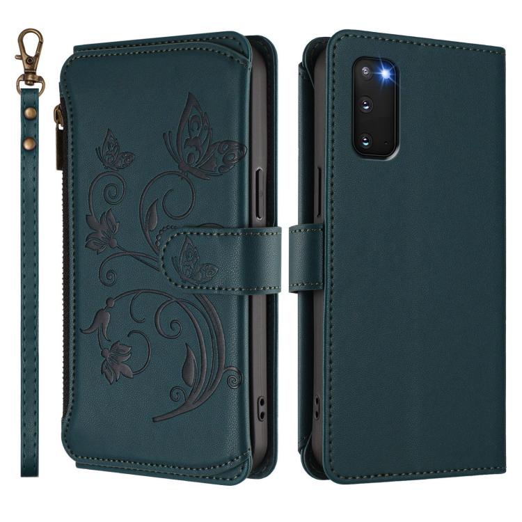 For Galaxy S20 FE Butterfly Love Flower Multi-card Zipper Wallet Leather Phone Case