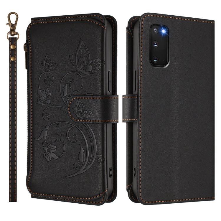 For Galaxy S20 FE Butterfly Love Flower Multi-card Zipper Wallet Leather Phone Case