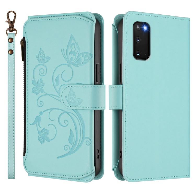 For Galaxy S20 FE Butterfly Love Flower Multi-card Zipper Wallet Leather Phone Case