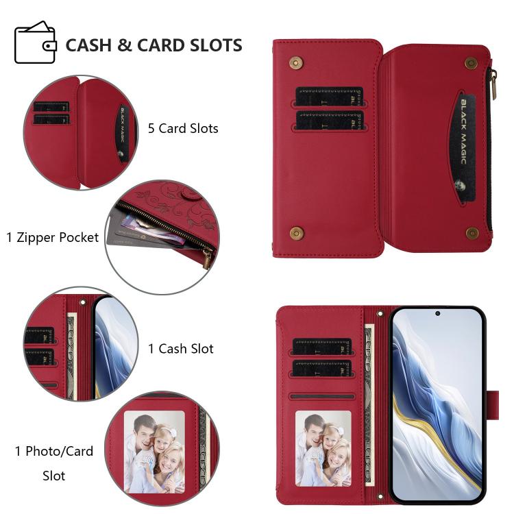 For Galaxy Note20 Butterfly Love Flower Multi-card Zipper Wallet Leather Phone Case