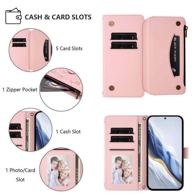 For Galaxy Note20 Butterfly Love Flower Multi-card Zipper Wallet Leather Phone Case