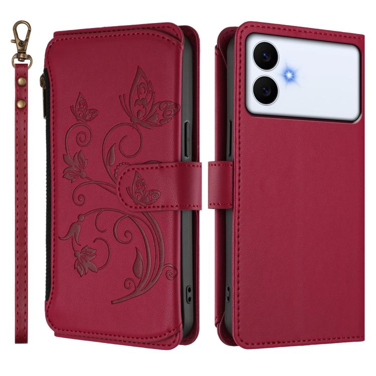For Galaxy S26 Edge 5G Butterfly Love Flower Multi-card Zipper Wallet Leather Phone Case