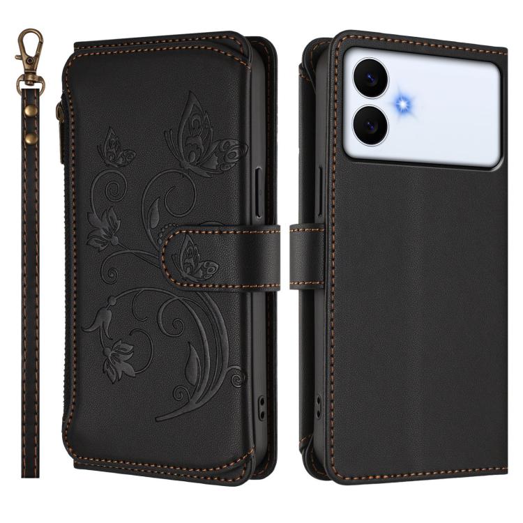 For Galaxy S26 Edge 5G Butterfly Love Flower Multi-card Zipper Wallet Leather Phone Case