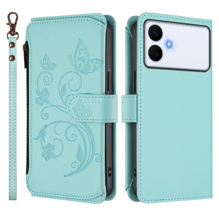 For Galaxy S26 Edge 5G Butterfly Love Flower Multi-card Zipper Wallet Leather Phone Case