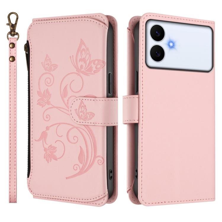 For Galaxy S26 Edge 5G Butterfly Love Flower Multi-card Zipper Wallet Leather Phone Case