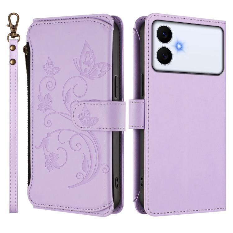 For Galaxy S26 Edge 5G Butterfly Love Flower Multi-card Zipper Wallet Leather Phone Case