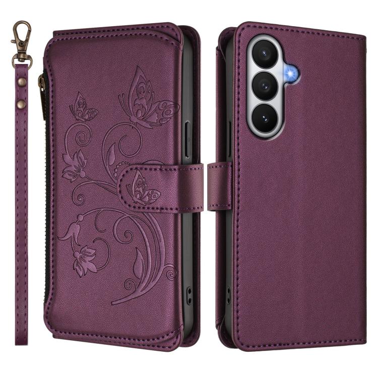 For Galaxy S26 5G Butterfly Love Flower Multi-card Zipper Wallet Leather Phone Case