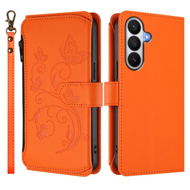 For Galaxy S26 5G Butterfly Love Flower Multi-card Zipper Wallet Leather Phone Case