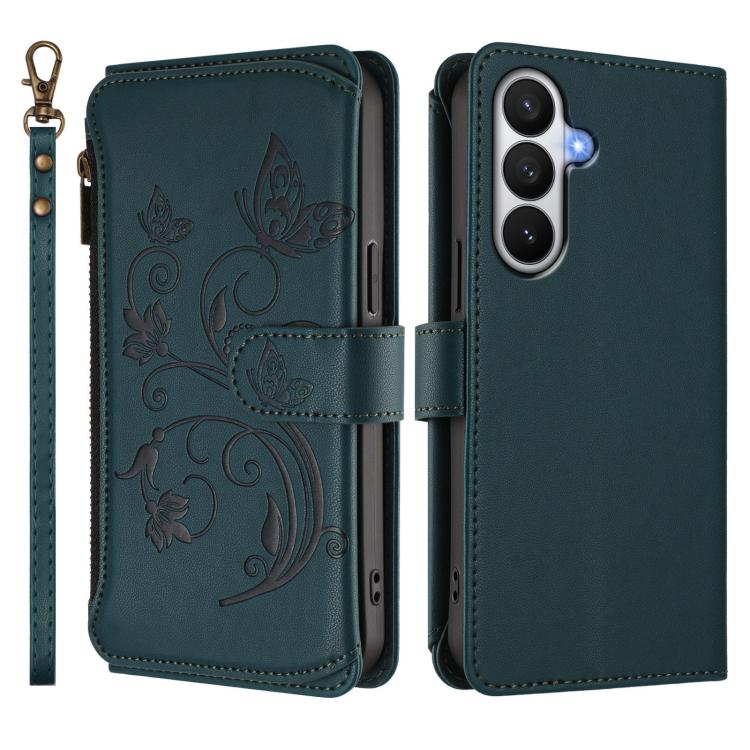For Galaxy S26 5G Butterfly Love Flower Multi-card Zipper Wallet Leather Phone Case