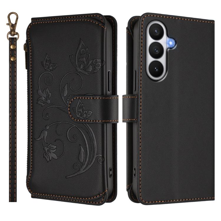 For Galaxy S26 5G Butterfly Love Flower Multi-card Zipper Wallet Leather Phone Case