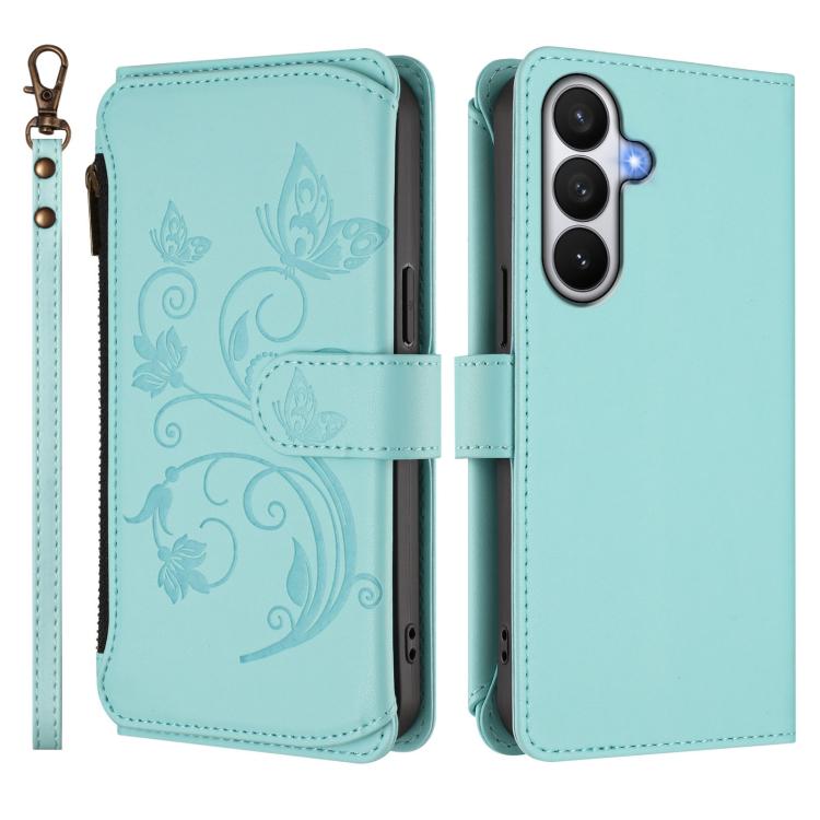 For Galaxy S26 5G Butterfly Love Flower Multi-card Zipper Wallet Leather Phone Case