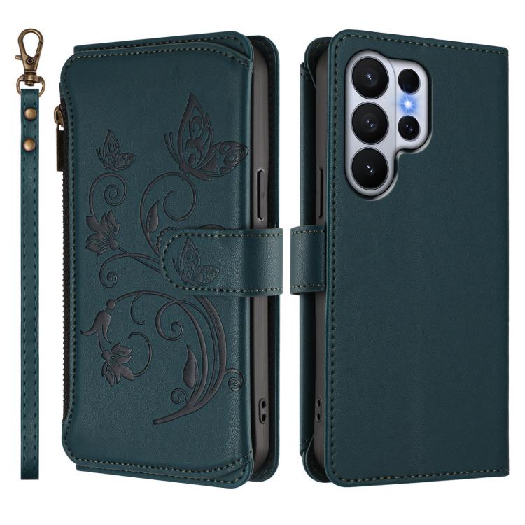 For Galaxy S26 Ultra 5G Butterfly Love Flower Multi-card Zipper Wallet Leather Phone Case