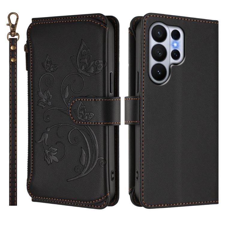 For Galaxy S26 Ultra 5G Butterfly Love Flower Multi-card Zipper Wallet Leather Phone Case